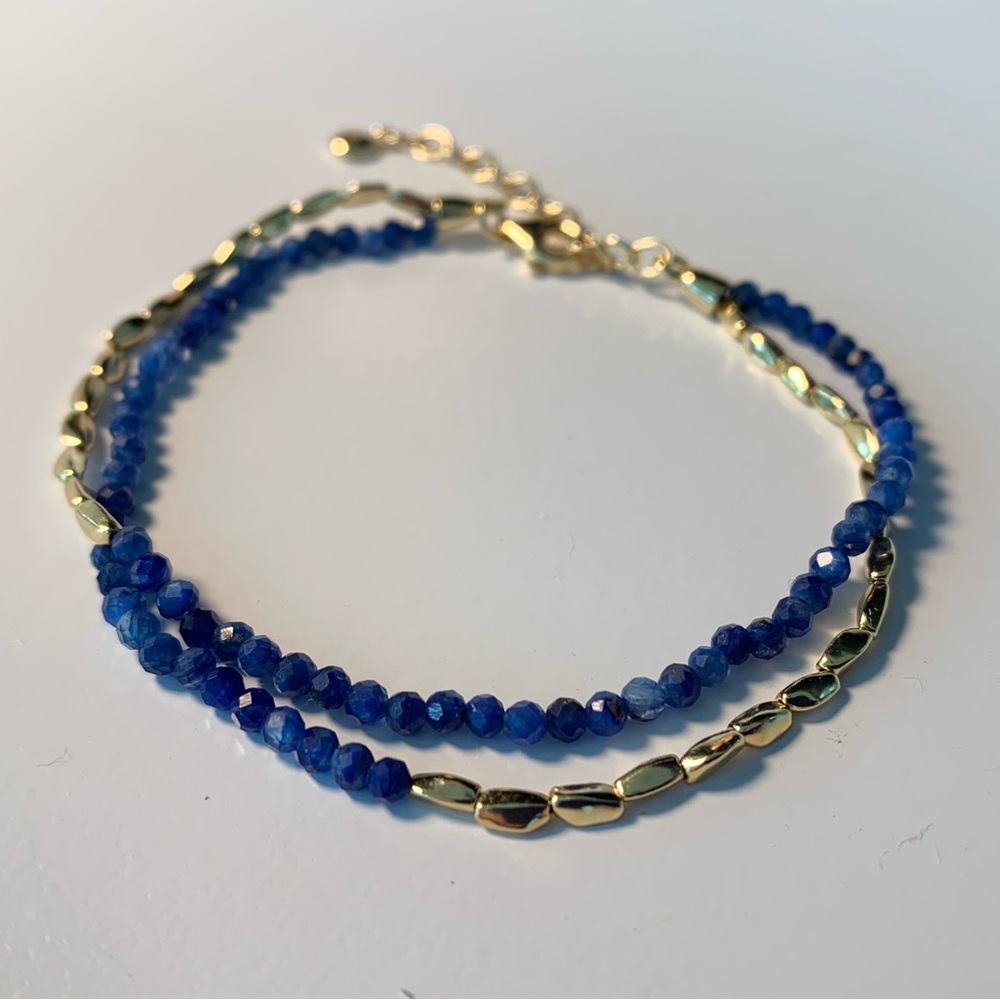 Gemstone Gold Plated Bracelet: 18K Gold Vermeil & Kyanite.